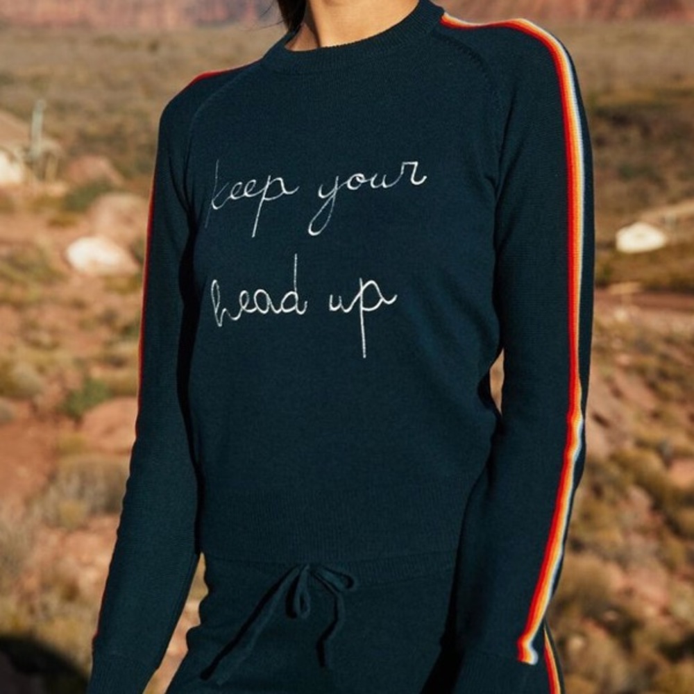 Spiritual Gangster Navy Sweater with Rainbow Stripes